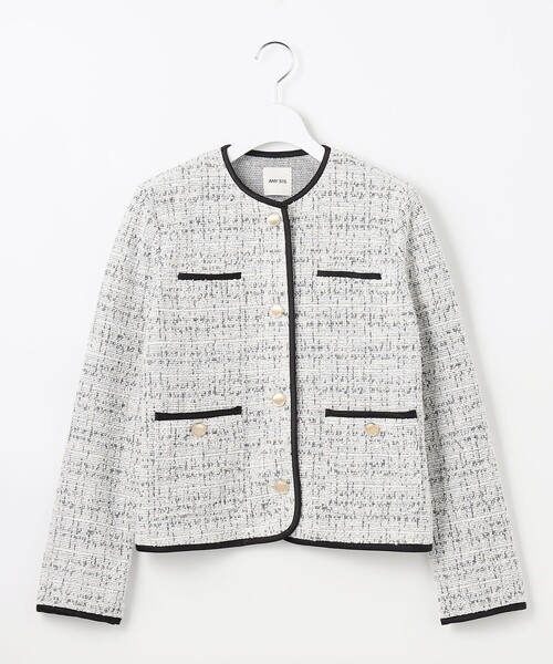 ANY SIS（エニィスィス） ジャケット ノーカラージャケット ネップ