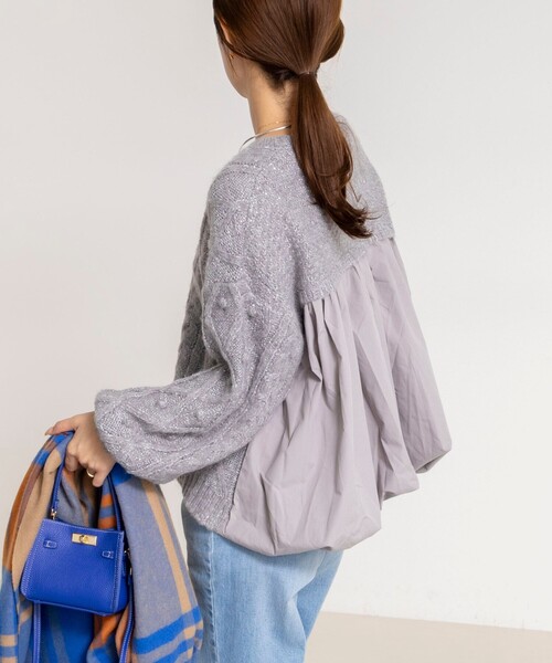 NOLLEY'S（ノーリーズ） ニット セーター ケーブルニット×ファブリック