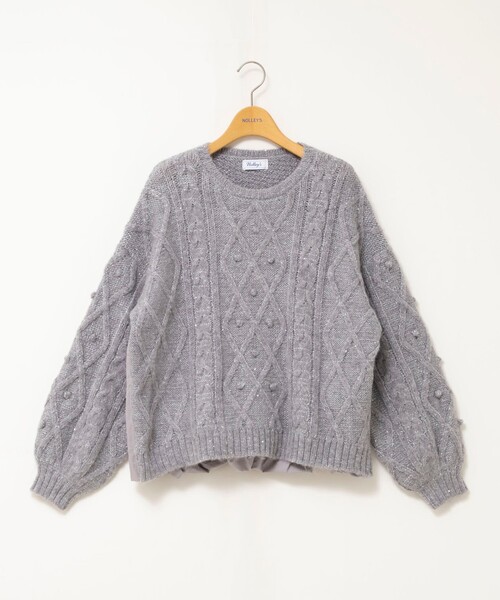 NOLLEY'S ニット セーター ケーブルニット×ファブリックハイブリット
