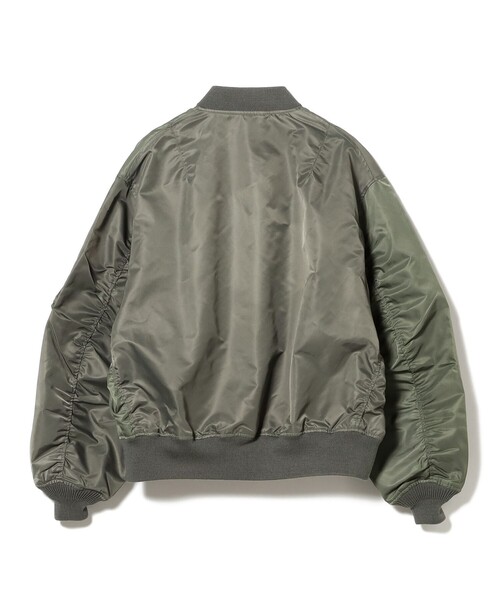 【極美品】BEAMS CRAZYパターン MA-1 ワイドフィット／オリーブ／M BEAMS（ビームス） ブルゾン アウター クレイジー MA-1 ジャケット