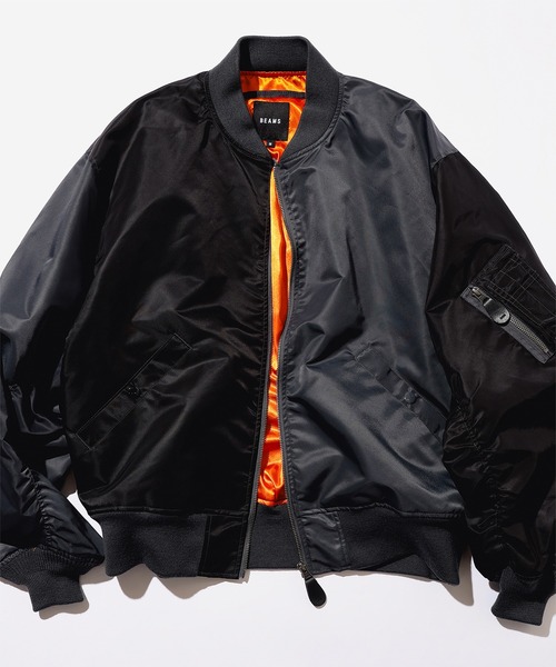 美品 BEAMS crazy ma-1 flight jacket 牛革 黒 BEAMS the A / CRAZY MA-1 (blouson) available online BEAMS BEAMS