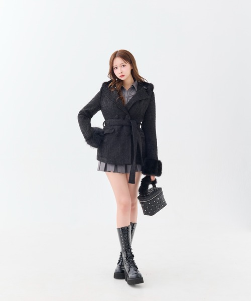 ANDWANG ダウンコート ダウンジャケット Twinkle Button Tweed Coat