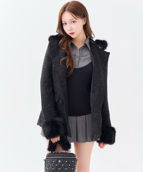 <andwang 限定商品>Twinkle Button Tweed Coat ANDWANG ダウンコート ダウンジャケット Twinkle Button Tweed Coat