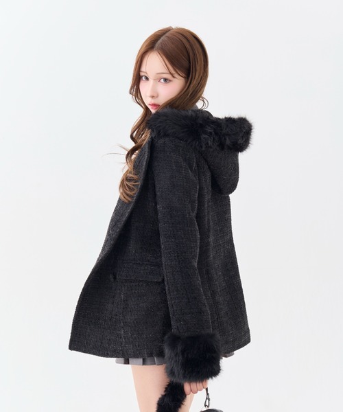 ANDWANG ダウンコート ダウンジャケット Twinkle Button Tweed Coat