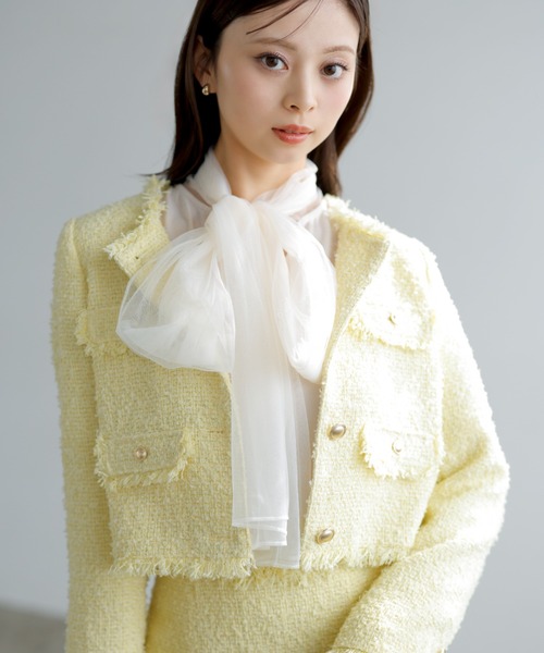 SNIDEL 薄い黄色 ノーカラージャケット SNIDEL（スナイデル） ノーカラージャケット 1 イエロー レディース