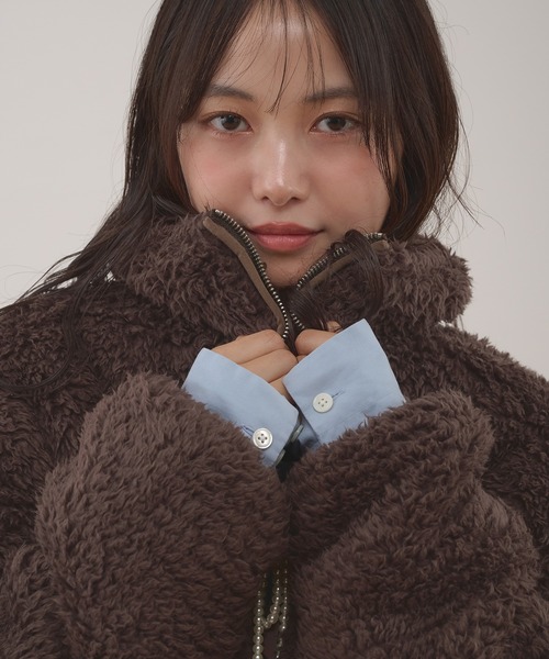 MUHET プードルシャギーダッフルコート モカ MUHET（ミュエータ） ブルゾン アウター shaggy fleece blouson