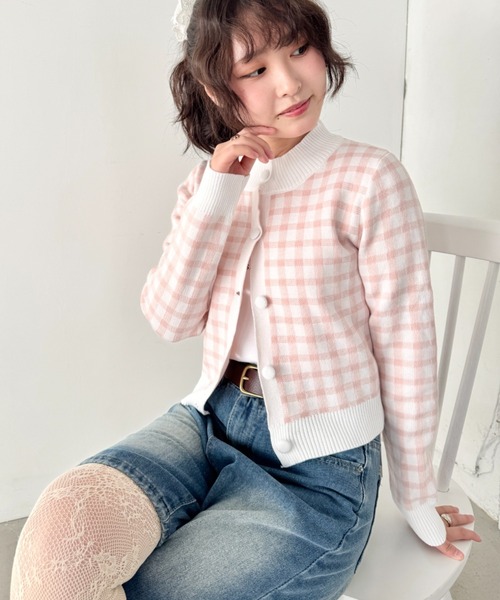 SOLLON.（ソルロン） カーディガン ギンガムチェックカーディガン