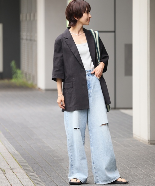 「JOURNAL STANDARD relume」 テーラードジャケット FREE ブラック レディースの画像
