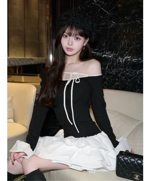 Darich（ダーリッチ） ワンピース デザインネックリボンミニワンピース