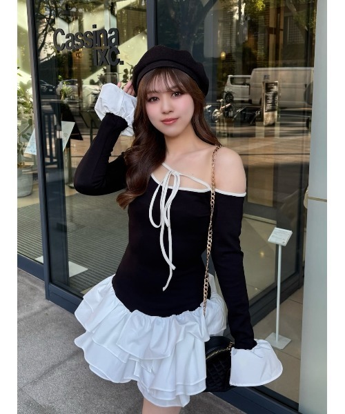 Darich（ダーリッチ） ワンピース デザインネックリボンミニワンピース