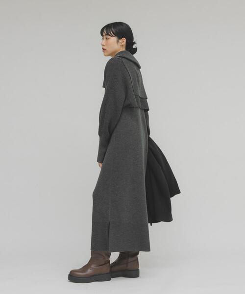 KBF（ケービーエフ） ワンピース ハーフZIPレイヤードニットワンピース