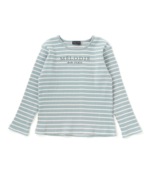 tシャツ ラメジョーゼットシャーリングキャミ+リブボーダー長袖Tシャツセット キッズ 子供服 女の子の画像