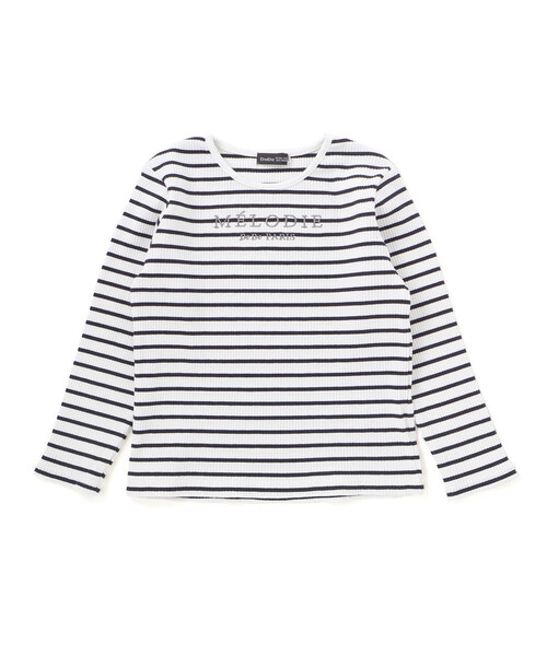 tシャツ ラメジョーゼットシャーリングキャミ+リブボーダー長袖Tシャツセット キッズ 子供服 女の子の画像