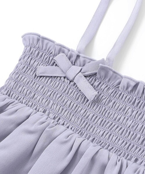 tシャツ ラメジョーゼットシャーリングキャミ+リブボーダー長袖Tシャツセット キッズ 子供服 女の子の画像