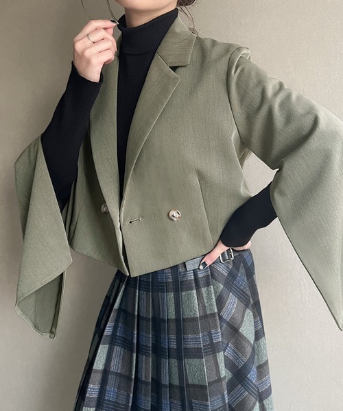 「JUNOAH」 テーラードジャケット LARGE ブラック レディース_画像2