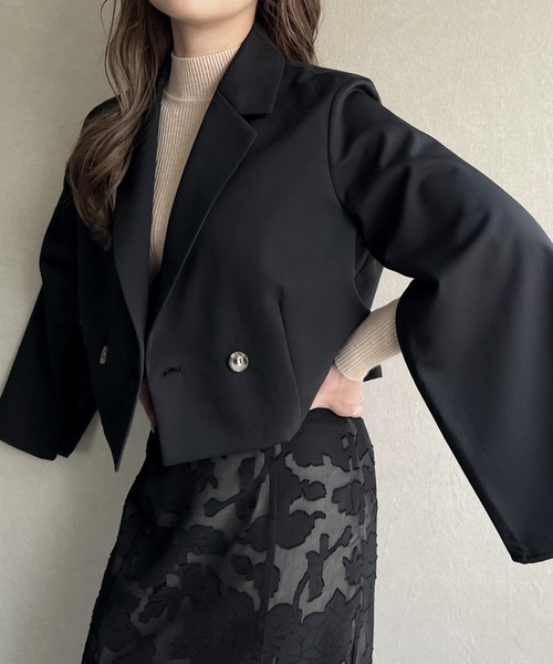 「JUNOAH」 テーラードジャケット LARGE ブラック レディース_画像9