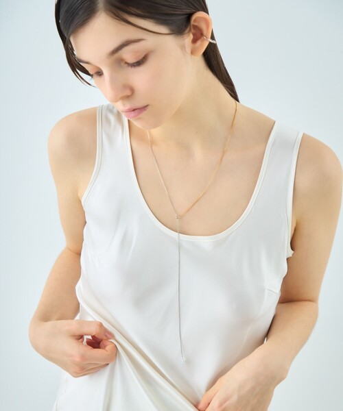 ネックレス 「アシンメトリー」 ナチュラルストーン バイカラー ロングネックレス レディースの画像