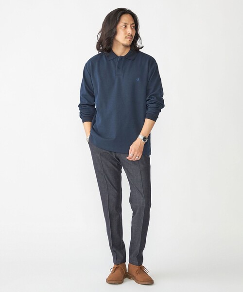 「SHIPS」 長袖ポロシャツ MEDIUM ネイビー メンズ_画像6