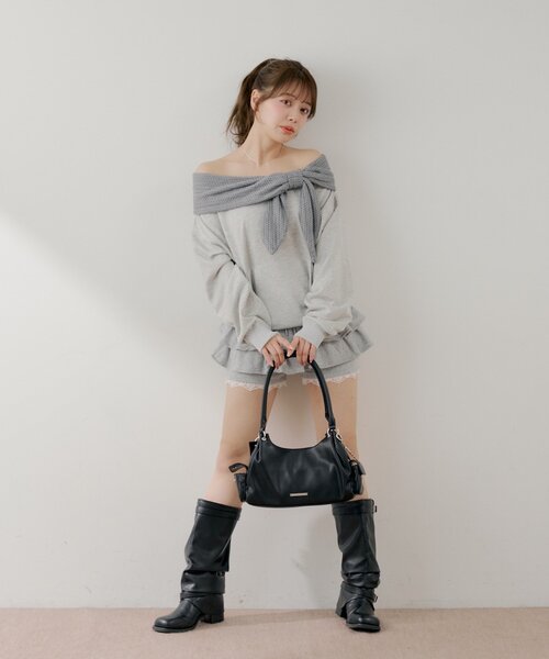 Chico（チコ） tシャツ オフショルリボンスウェット レディース