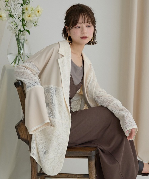 mideal（マイディール） ジャケット テーラードジャケット lace over