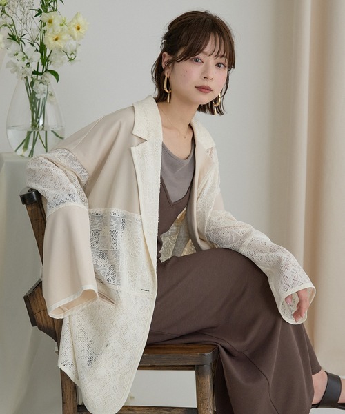 mideal（マイディール） ジャケット テーラードジャケット lace over