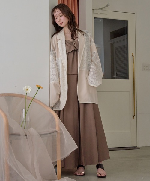 ジャケット・アウター treat urself Retro lace jacket mideal（マイディール） ジャケット テーラードジャケット lace over