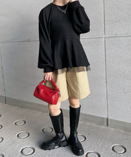 「junoah」 スウェットカットソー X-LARGE 杢グレー レディース_画像3