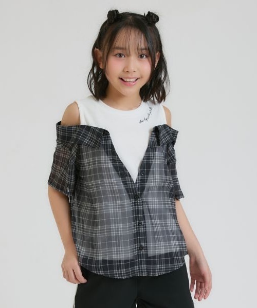 ピンクラテチェックシャツSサイズ PINK-latte - 新品 ピンクラテセットアップ 160 ピンクチェック シャツ