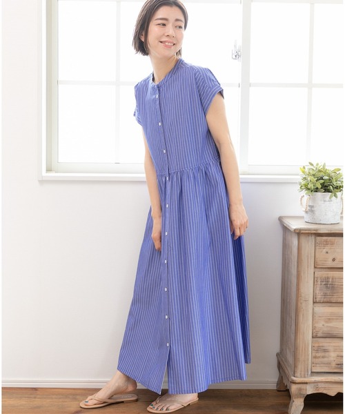 「PREFERIR」 半袖ワンピース MEDIUM ネイビー レディース_画像4