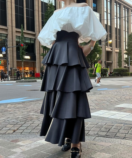 「junoah」 フリルスカート LARGE ブラック レディース_画像6