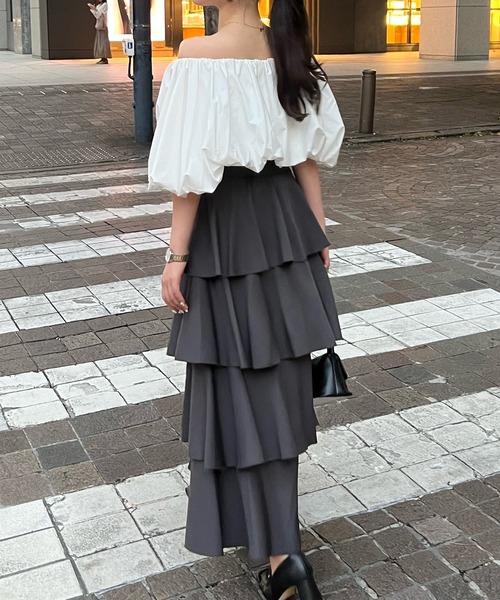 「junoah」 フリルスカート LARGE ブラック レディース_画像8