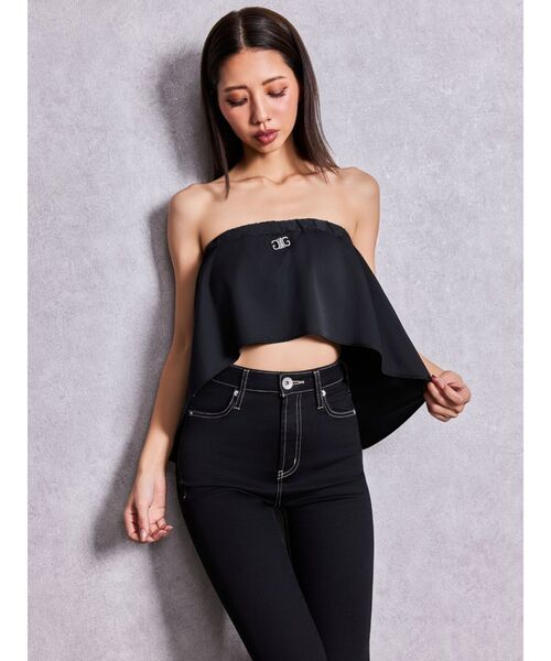【d.i.a 平成】タイトフィット 黒ベアトップ GYDA（ジェイダ） チューブトップ ベアトップ BACK LONGベアトップス