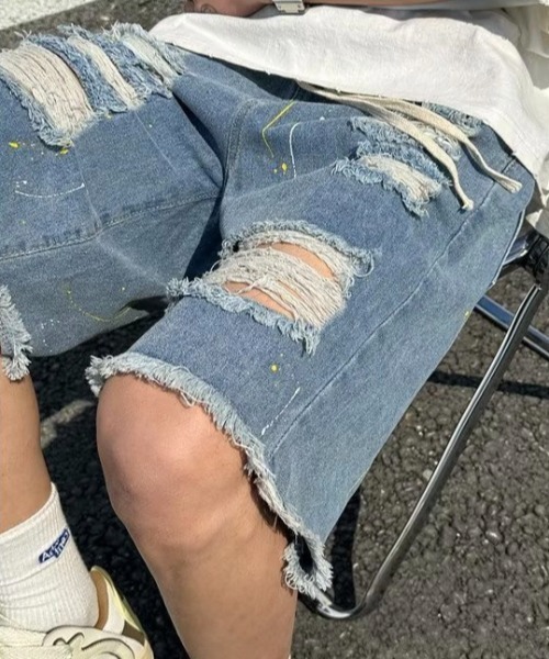 「.KOM」 デニムハーフパンツ X-LARGE ブルー メンズ_画像7