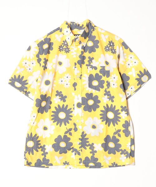 HELLY HANSEN（ヘリーハンセン） 花柄半袖シャツ M イエロー メンズ