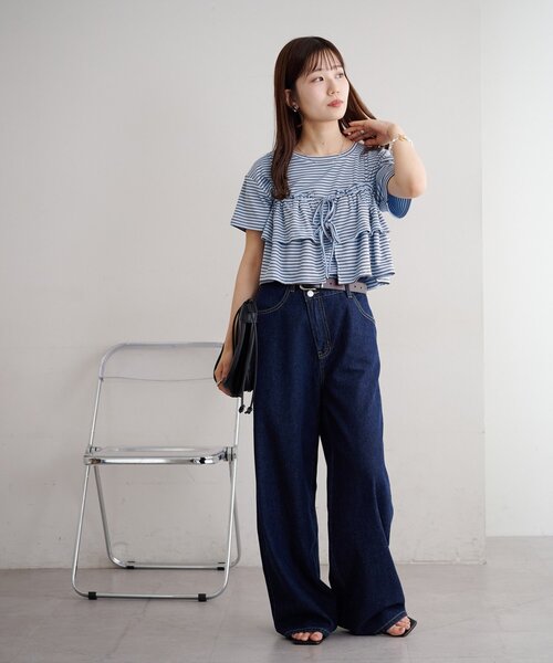Discoat（ディスコート） tシャツ 半袖 フリルキャミセットボーダー 