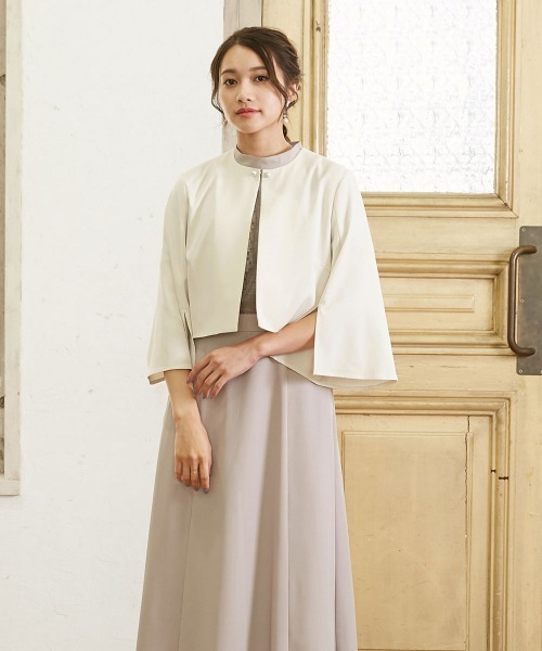「Jolie et Jolie」 「Silent Majority」ノーカラージャケット 3L アイボリー レディース_画像3