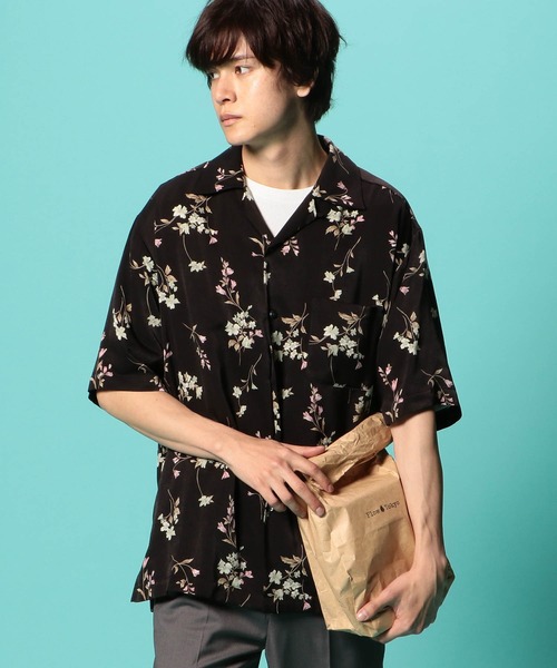UNION STATION シャツ 総柄オープンカラーシャツ「JAPAN FABRIC