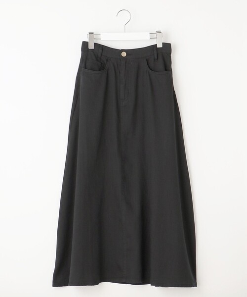 自由区　 【Class Lounge】PLEATED LACE スカートL 40 自由区（ジユウク） デニムスカート 「洗える・XSサイズあり」テンセル