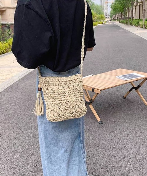 pumpkin port ショルダーバッグ バッグ 編み タッセル付