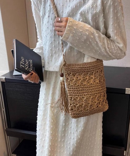 pumpkin port ショルダーバッグ バッグ 編み タッセル付 ポシェット