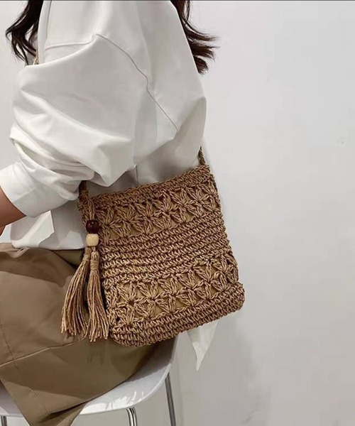 pumpkin port ショルダーバッグ バッグ 編み タッセル付 ポシェット