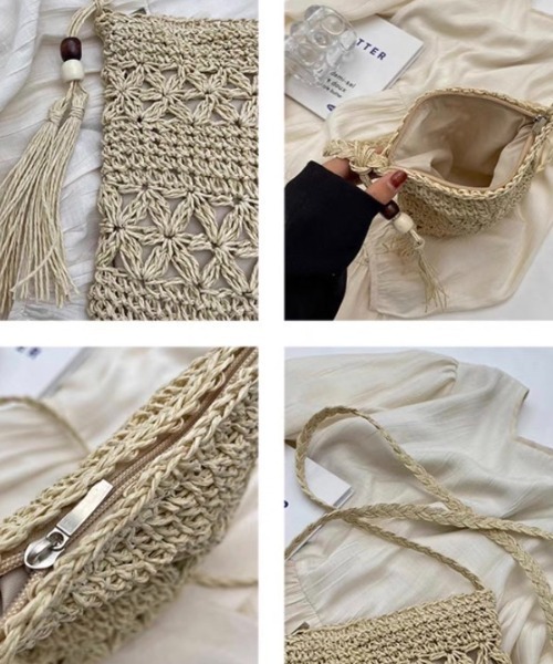 pumpkin port ショルダーバッグ バッグ 編み タッセル付 ポシェット