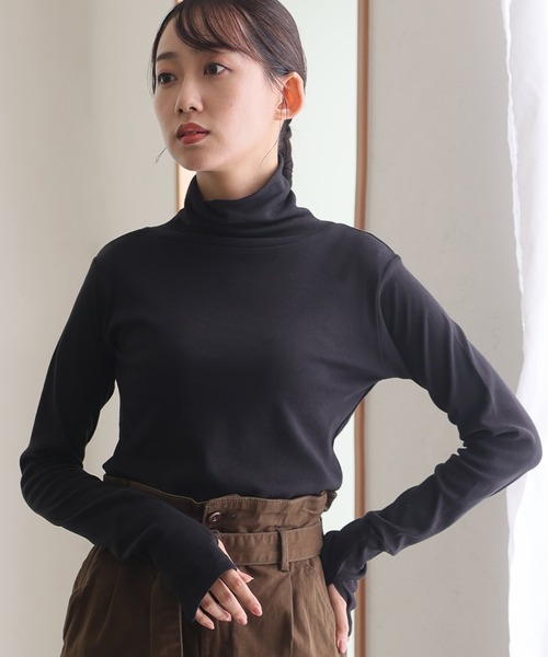 イファト フィンケルシュタイン カットソー 長袖 ハイネック F 茶 ElegChic tシャツ ハイネック指穴カットソー 長袖 レディース
