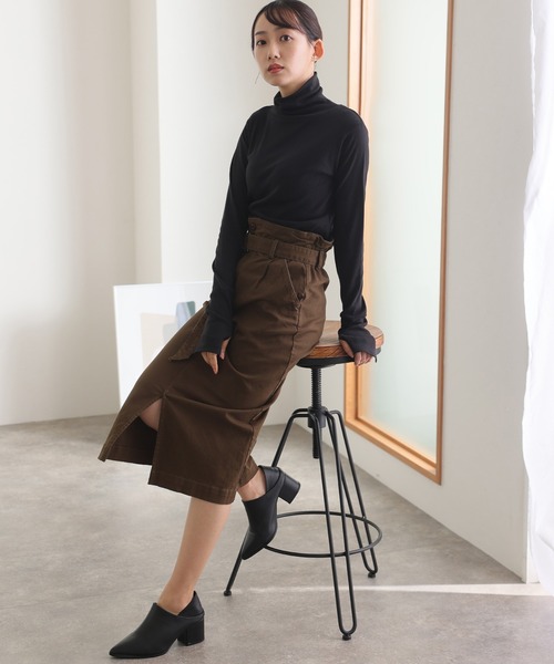 ElegChic tシャツ ハイネック指穴カットソー 長袖 レディース