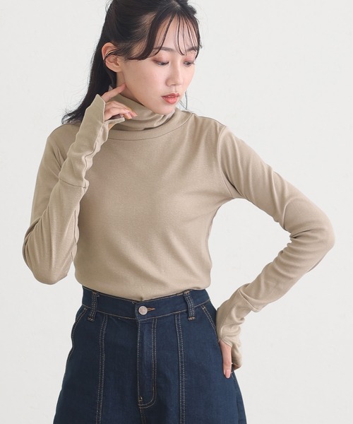 ElegChic tシャツ ハイネック指穴カットソー 長袖 レディース