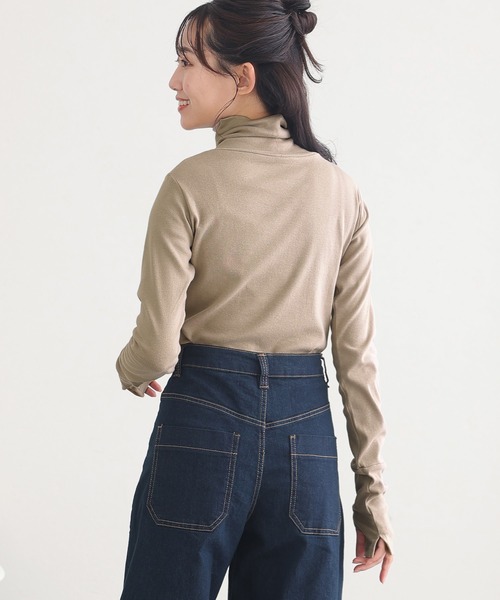 ElegChic tシャツ ハイネック指穴カットソー 長袖 レディース