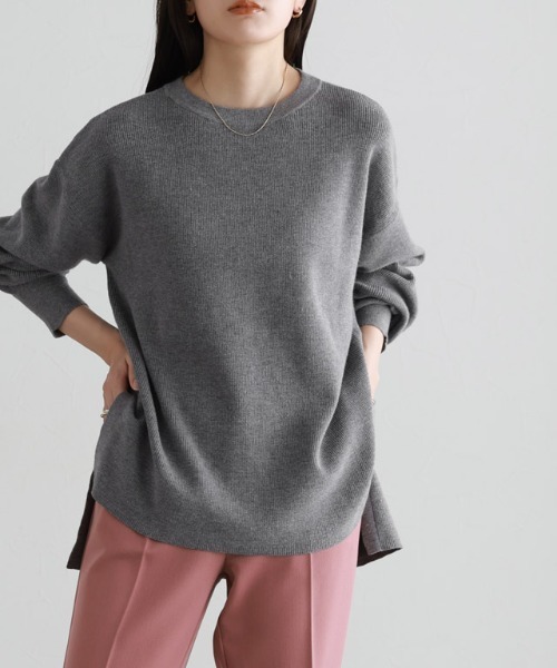 W.R. GASS XL 90年代　レイヤードニットセーター ダークグレー CLEL】High Vintage Design Damage Knit / ハイヴィンテージ