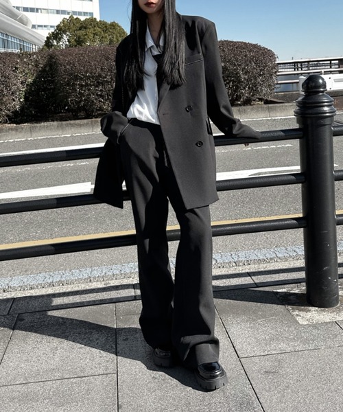 LVEU. スラックス パンツ 「LVEU.」「セットアップ対応」 ステッチ