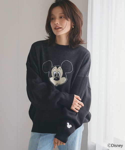 V12 ニット　ディズニー　ミッキー　未使用 Disney / Mickey Mouse 】SILHOUETTE MOTIF KNIT