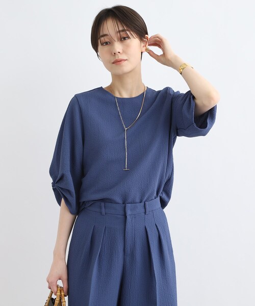 INDIVI ブラウス シャツ 「洗える／SETUP可能」デザインタック